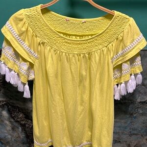 Lilly Pulitzer Nailah Lilly’s Lemon embroidered tassel top